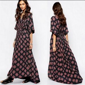 Free People Navy Maxi Dress Size Small with FLAWS